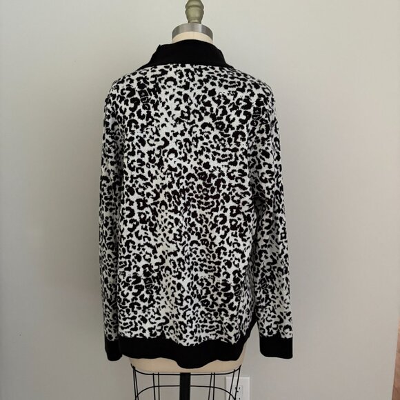 Calvin Klein Animal Print Sweater Mockneck Women Long Sleeves Large - Picture 3 of 6